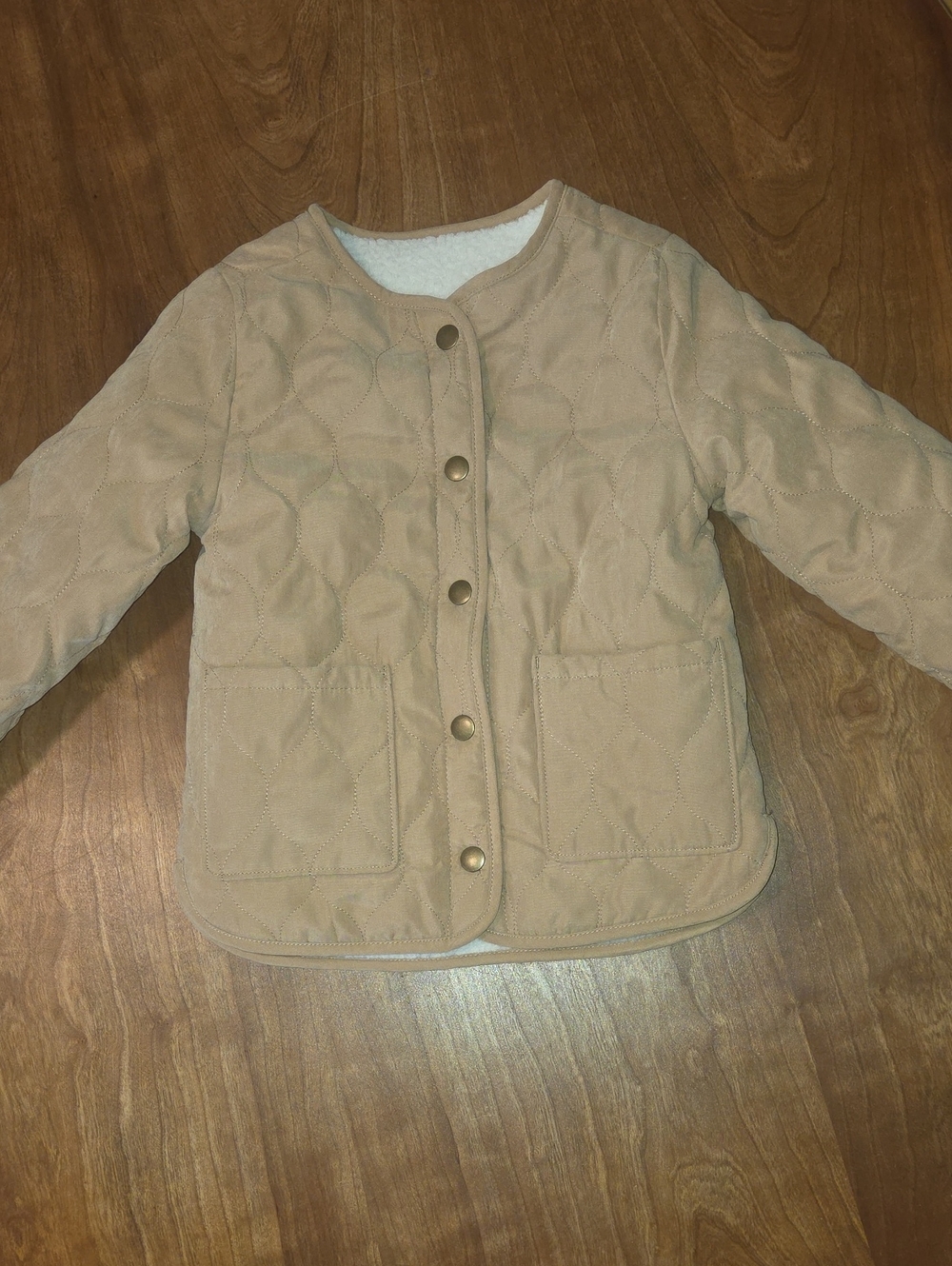 Quilted Tan Toddler Button-Front Jacket
